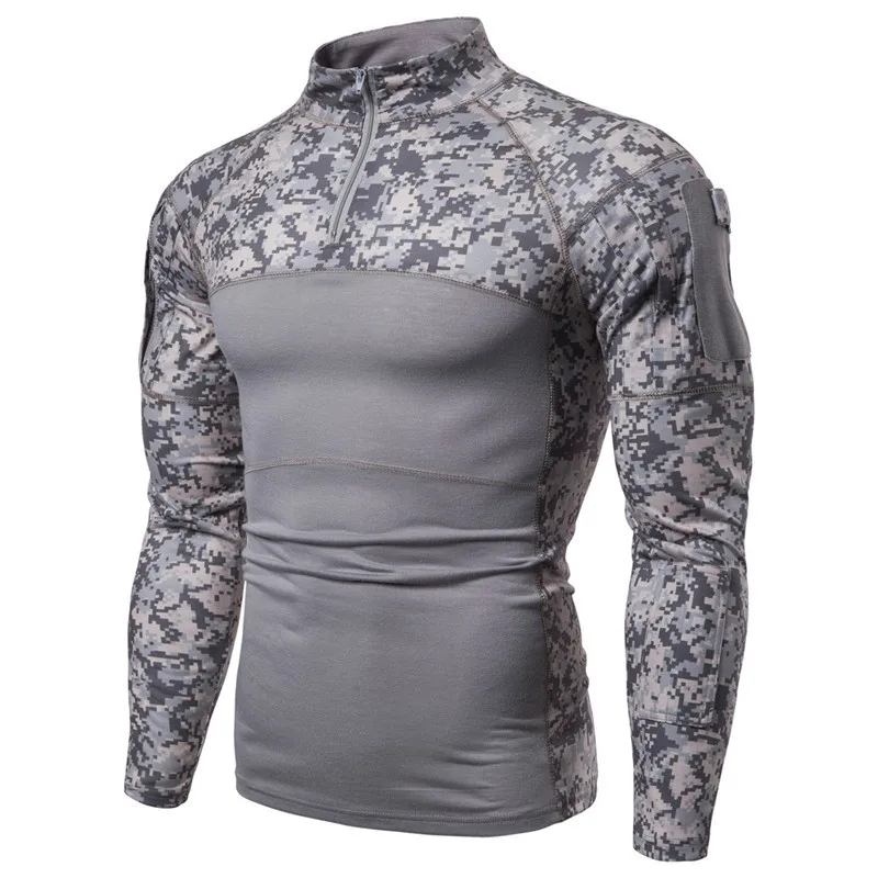 HuLooXuJi мужская летняя футболка новая тактическая с длинным рукавом Военная камуфляжная хлопковая эластичная безрукавка для охоты одежда США Размер: M-3XL