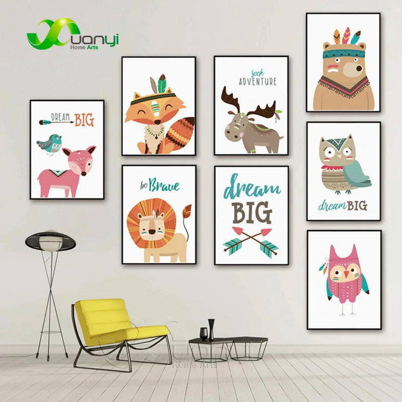 AFFLATUS-Deer-Fox-Lion-Dream-Wall-Art-Canvas-Painting-Posters-And-Prints-Nordic-Animals-Wall-Pictures.jpg_640x640