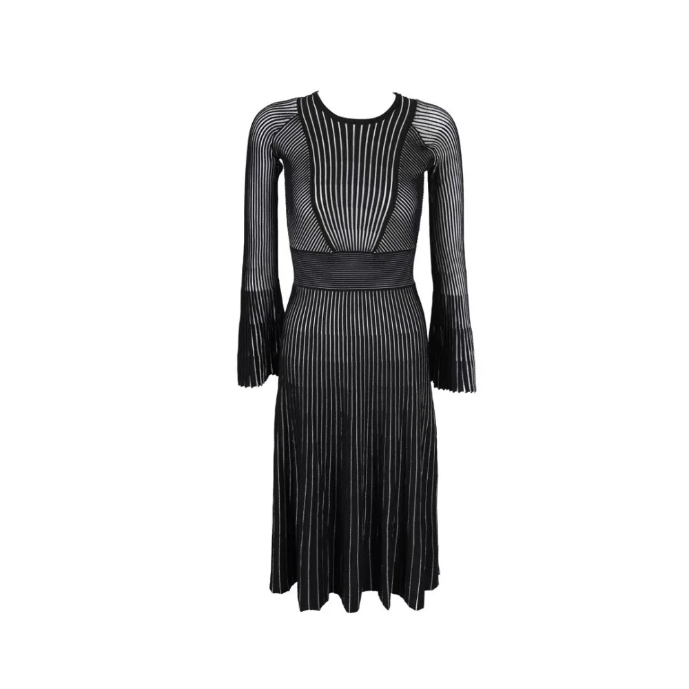 Vestidos Для женщин пикантные открытые с длинным рукавом толстый искусственный шелк и верхом «гармошкой»; Цвета: чёрный, Бандажное платье Элегантное дизайнерские вечерние платья