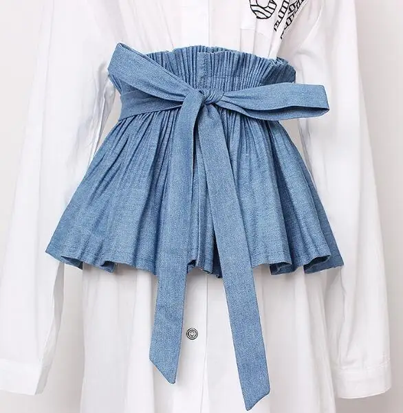 

Women's runway fashion elastic pleated Cummerbunds female Dress Corsets Waistband Belts bow decoration wide belt R1347