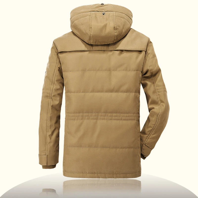 Зимняя куртка мужская Толстая бархатная парка пальто с капюшоном милитари элегантная хлопковая стеганая Теплая Флисовая мужская куртка пальто размера плюс 6XL