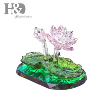 

H&D Crystal Lotus Flower Figurine Ornament Paperweight Birthday Party Wedding Decor Home Decoration Special Gift For Girl/Women
