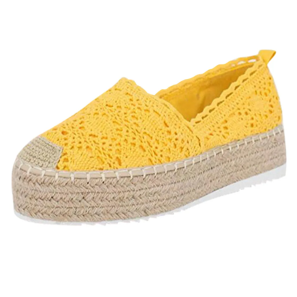 SAGACE women shoes Women's Hollow Platform Casual Shoes Solid Color Breathable Wedge Espadrilles Elegant Leisure Summer Shoes