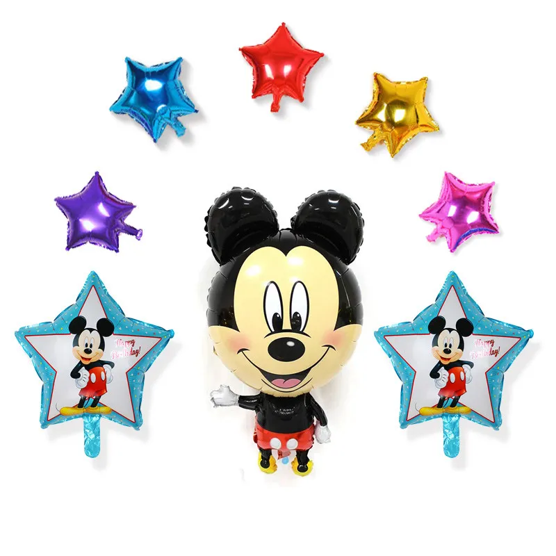 

8pcs mickey balloon set with star style mickey foil balloons for party supply birthday gift children toys
