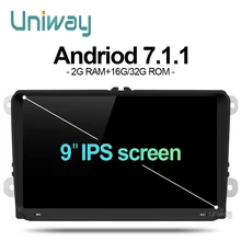 uniway ADZ9071 android 7.1 car dvd for vw passat b7 b6 golf 5 polo tiguan octavia rapid fabia with steering wheel