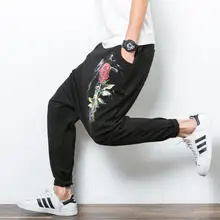 ; большие размеры; сезон весна-лето; модный принт; эластичный с цветочным принтом; Талия; Маленькие ноги; черный карман; повседневная мужская pantsM-5XL