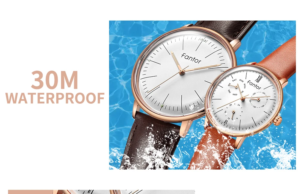 Fantor Топ бренд модные роскошные парные часы пара кварцевые хронограф водонепроницаемые часы для влюбленных мужчин и женщин Подарочный набор с коробкой