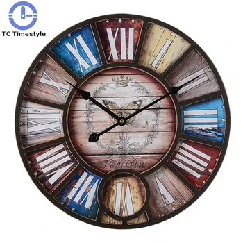 

American Village Clock Living Room Bar Cafe Personality Loft Industrial Wind Large Decorative Nostalgic Retro Watch