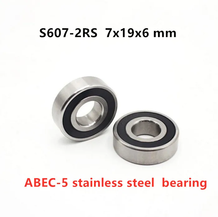 50pcs stainless steel bearing ABEC 5 S607 2RS 7*19*6 mm deep groove ball bearing S607RS