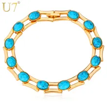 U7 Новая мода Браслеты для Для женщин золото Цвет 10 мм широкая сеть Турция Камень Браслеты Jewelry h340