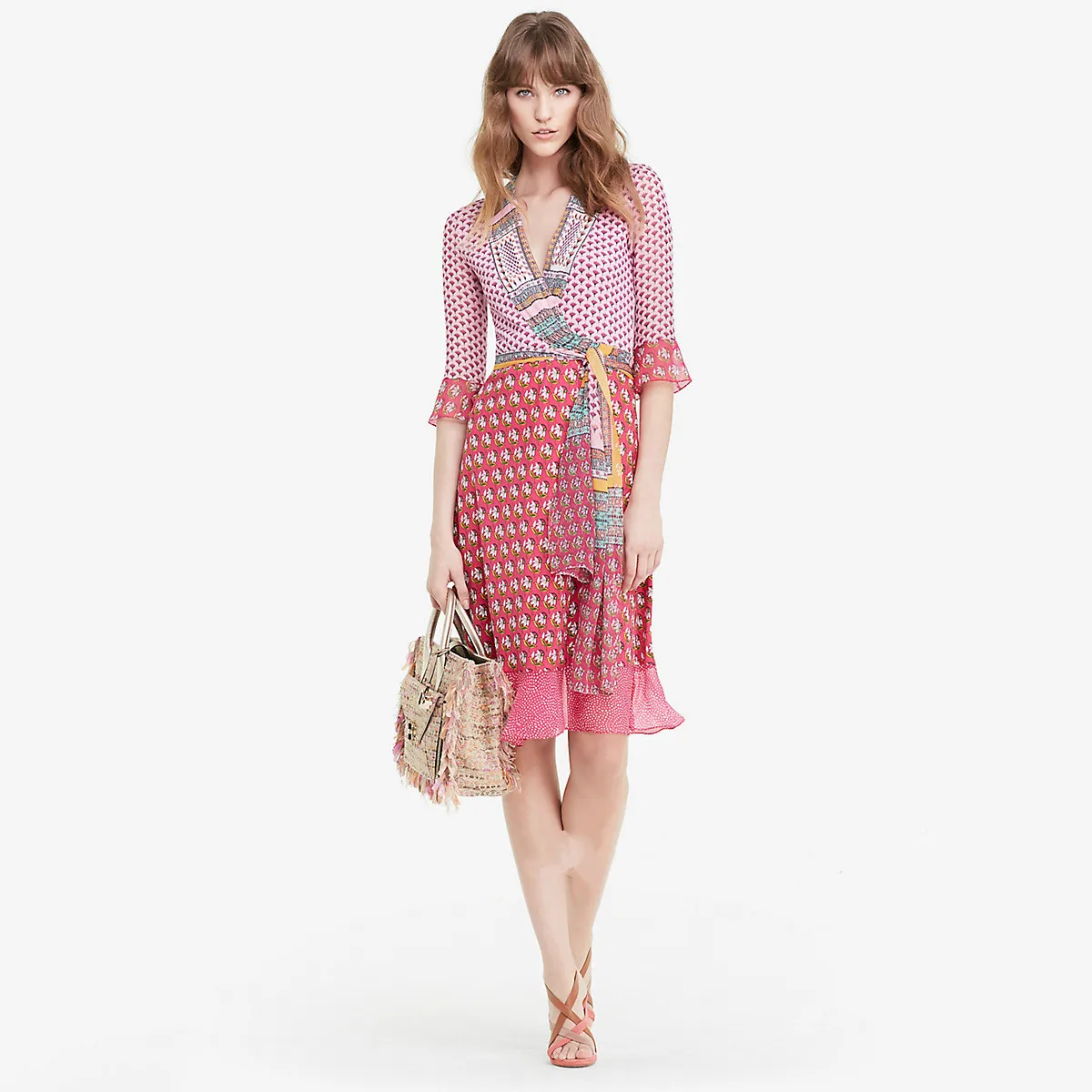 

2017 Summer Plus Size Ukraine 2018 Summer New Printing Flare Sleeves Tie Ruffle Hem Wrapped Chest Vestidos Women Dress