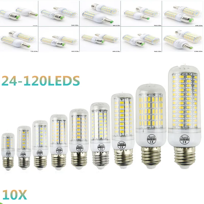 10X B22 Bombillas Светодиодная лампа E27 SMD 5730 Lamparas E26 24 120LED лампада E14 110В 220В ампулы свеча