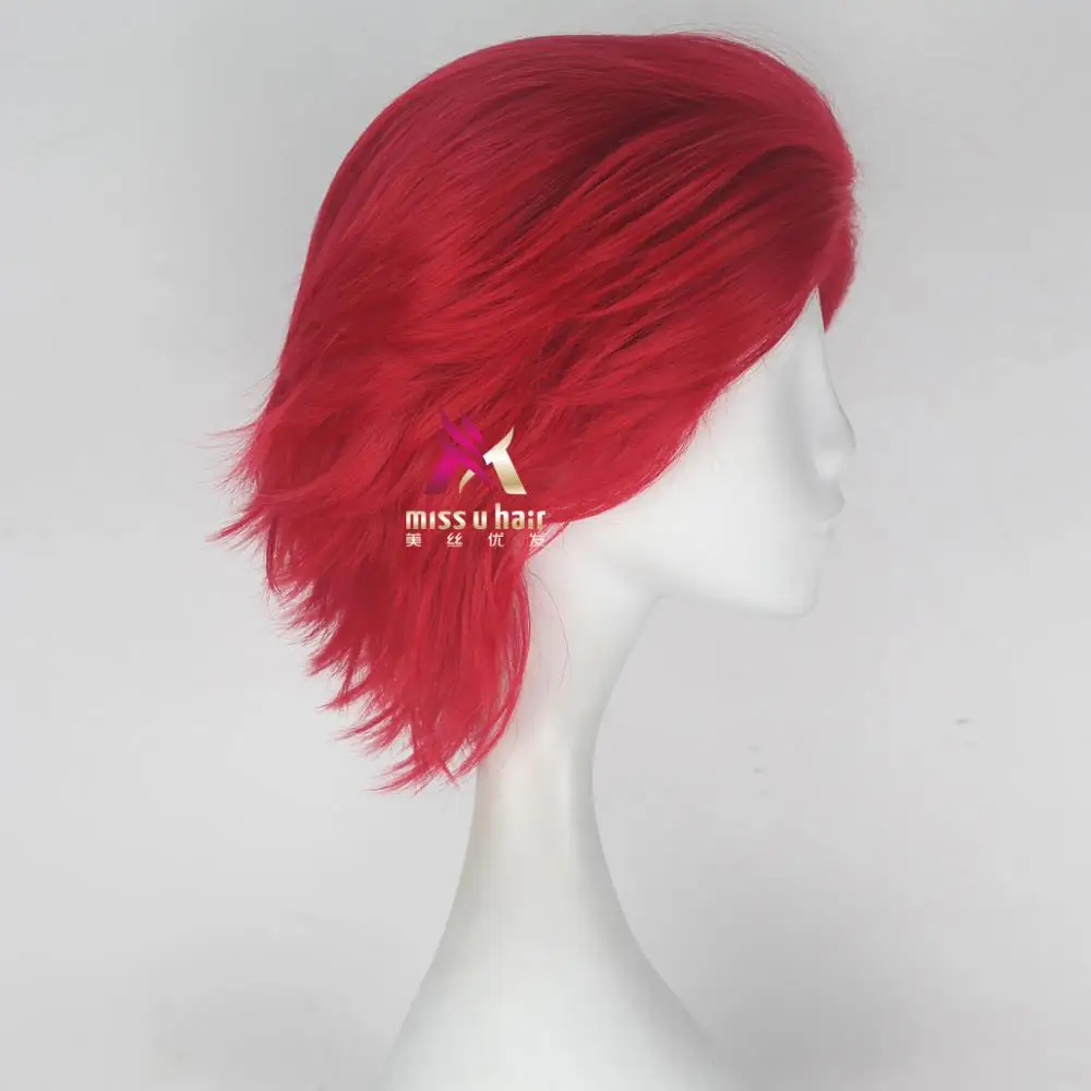 Miss U Hair для мужчин унисекс 33 см короткие прямые волосы синтетические Auburn черный красный цвет Хэллоуин косплей костюм парик ролевые игры парик