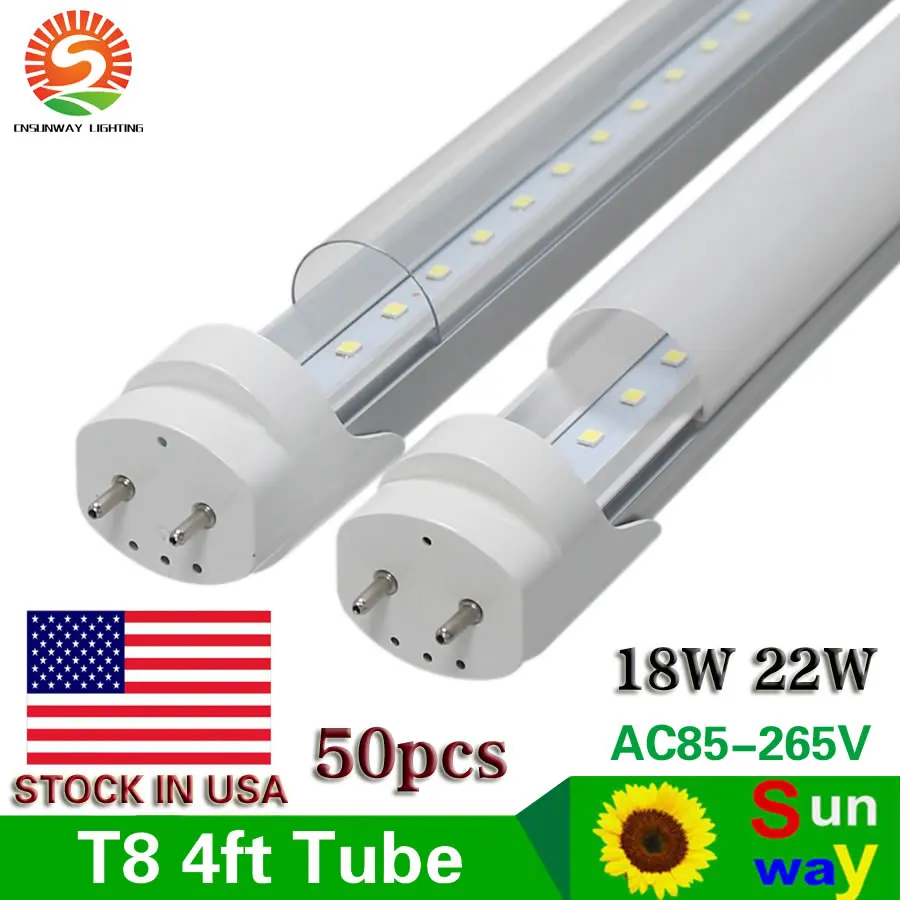 Hot ! 50pcs/lot 4ft 4 foot T8 Led Tube High Super Bright 22W 18W Warm Cold White Led Fluorescent
