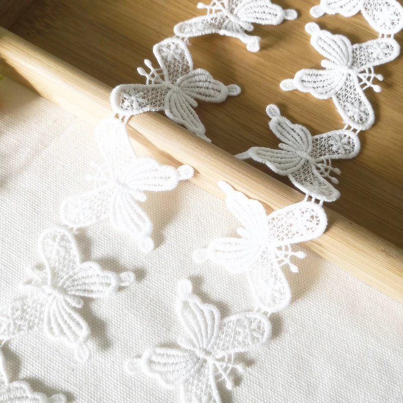 

19 Yards 4.5cm Milk Fiber Butterfly Embroidery Lace Fabric Garment Needlework Sewing DIY Handmade Accessories Decoration 762