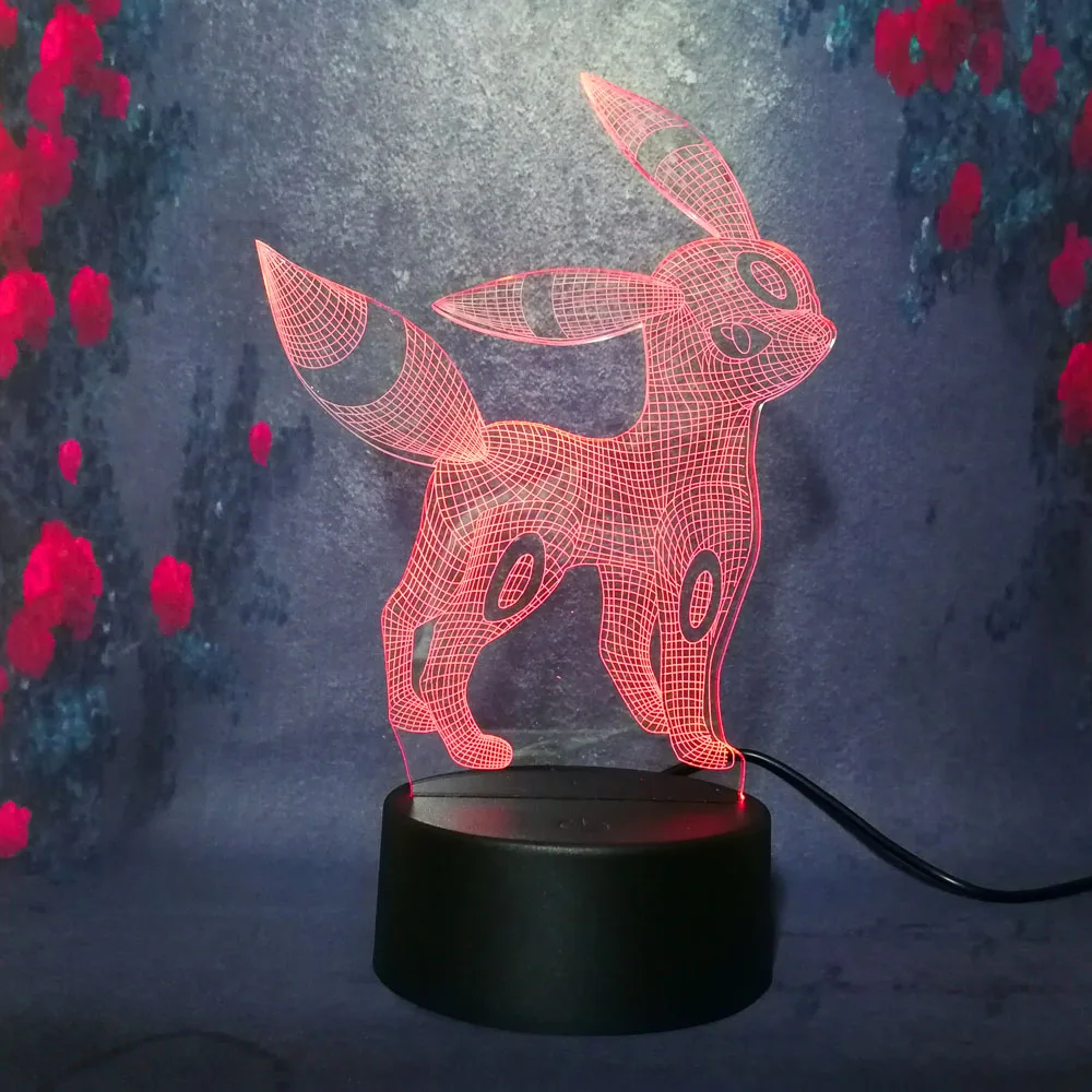 Милый 3D ночник Pokemon Umbreon 7 цветов светодиодный светильник USB для детей