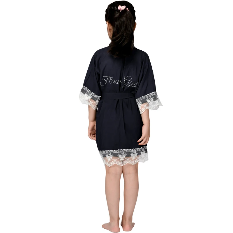 

Mr&Mrs Right Kid Lace Custom Words Flower Girl Robe Cotton Robes Lace Robe Bride Bridesmaid Kimono Children Nightgown Bathrobe