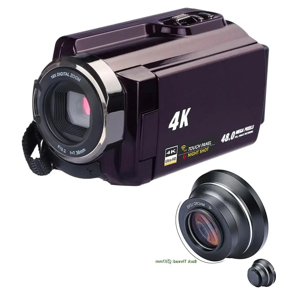4K видеокамера Ultra HD 60 FPS цифровой видеорегистратор Wi-Fi ночное видение ЖК-экран Внешний с широкоугольным объективом