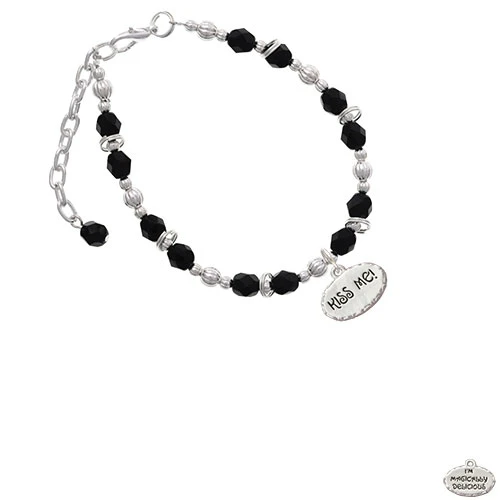 Kiss Me ''I'm Magically Delicious'' Black Beaded Bracelet