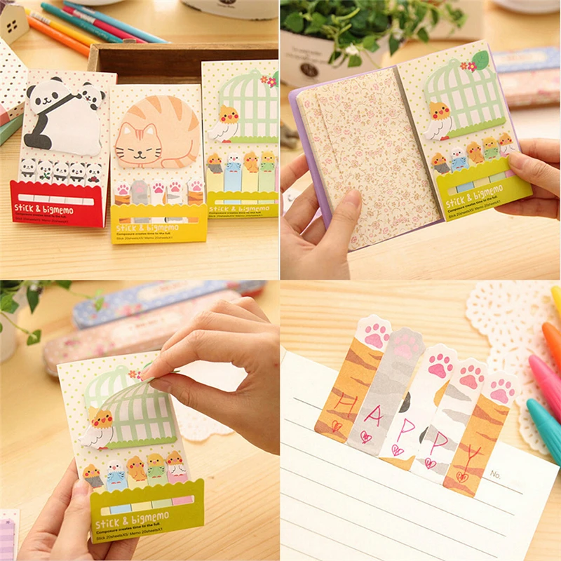 

Animal Cat Panda Cute Kawaii Sticky Notes Memo Pad School Supplies Planner Stickers Paper Bookmarks Stationery