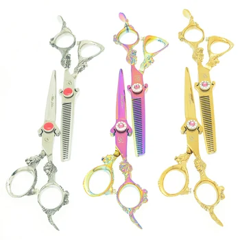 

Meisha 6.0" 3 Color Swords Shape Hair Shears Barber Cutting Thinning Scissors Professional Hairdresser's Clipper with Bag HA0441