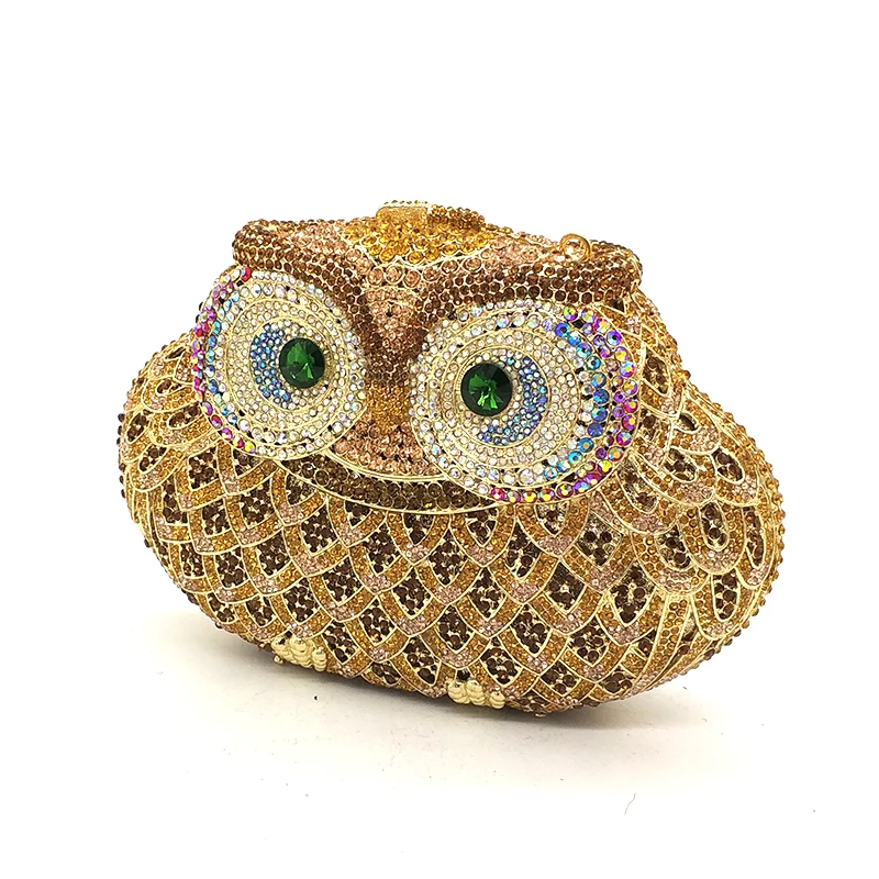 Animal bird design clutch women evening party bag diamonds owl shape crystal purses bridal wedding party crystal clutches