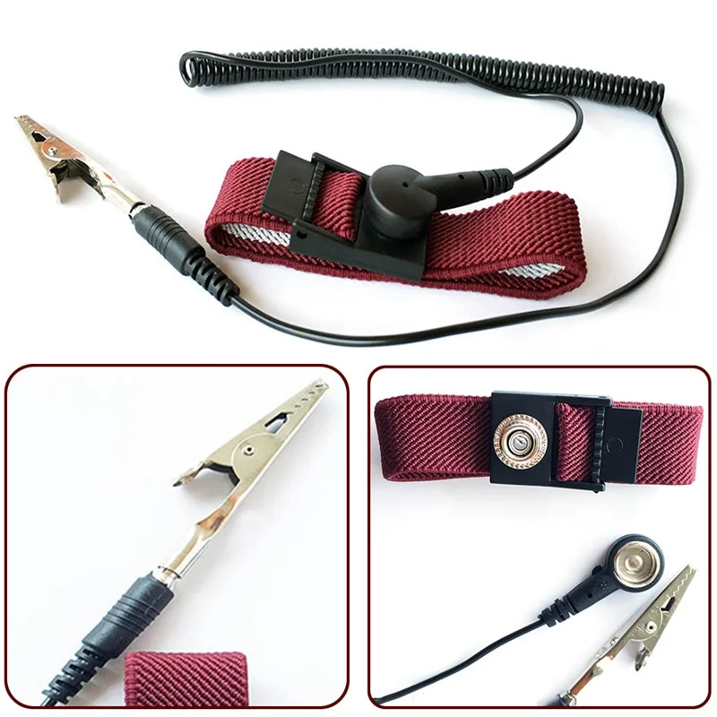 

1.8m Anti Static ESD Wrist Strap Discharge Bands Antistatic Bracelet Grounding Static-Release Wristband with Clip