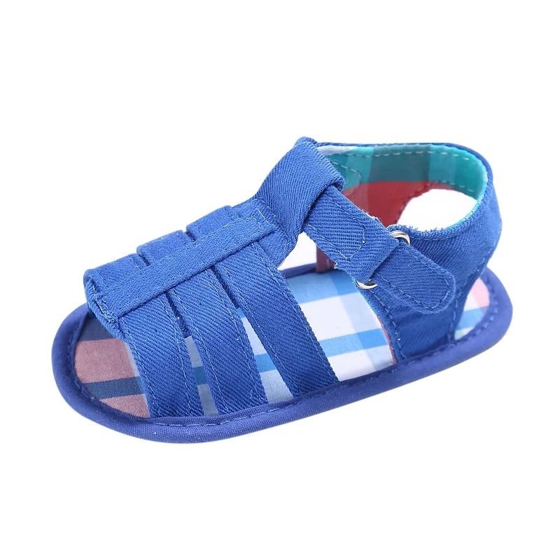 Сандалии для новорожденных; Летняя Открытая обувь для маленьких девочек и мальчиков; детские тапочки для детей 0-18 месяцев - Цвет: Синий