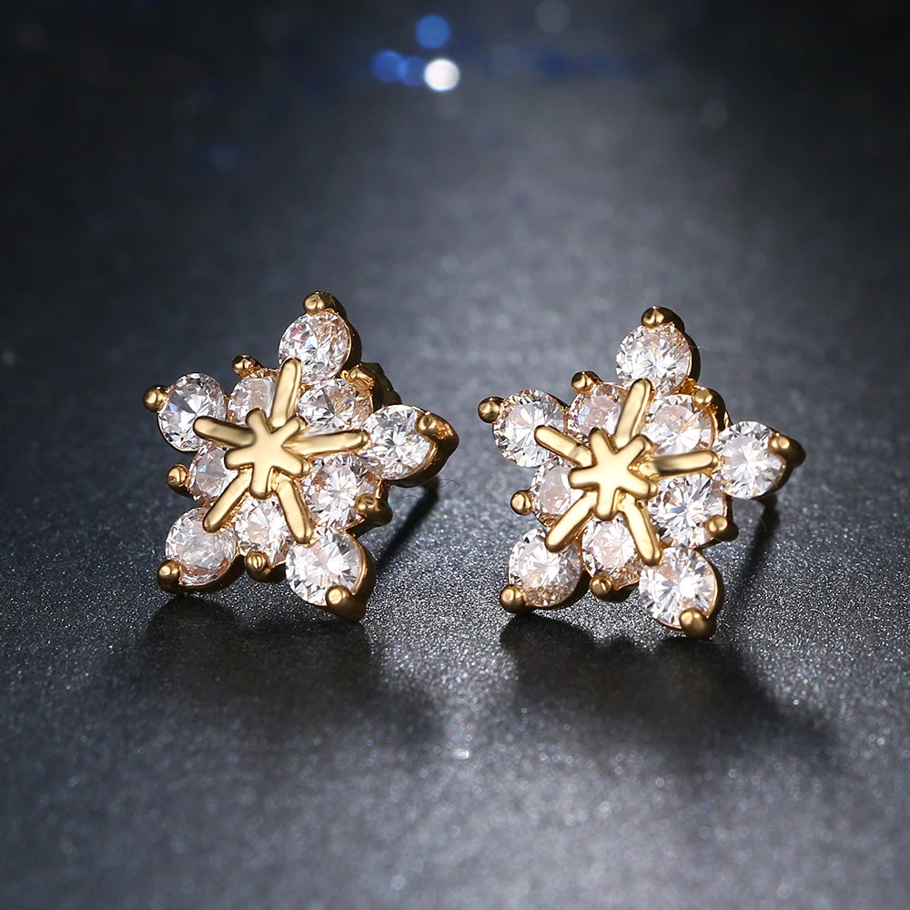 

Emmaya Fashion Cheap Gold Color CZ Earring Lovely Flower Gorgeous Ear Stud Earrings For Women New Year Gift