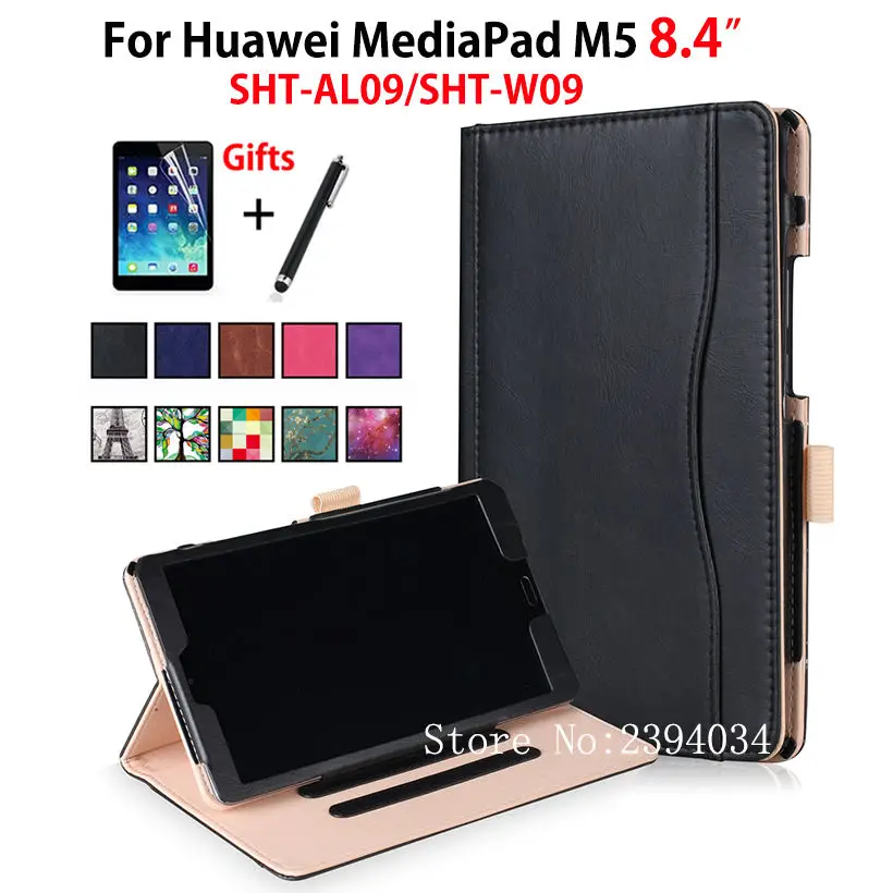 

Case For Huawei MediaPad M5 8.4'' SHT-AL09 SHT-W09 Smart Cover Funda Tablet PU Leather Hand Holder Stand Flip Shell+Film+Pen