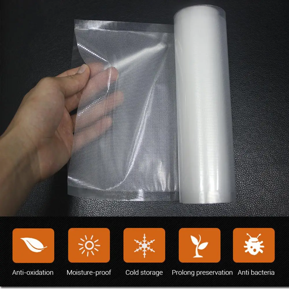 YAJIAO with Cutting Knife Box Food Vacuum Bag For Vacuum Sealer Food Fresh Kitchen Long Keeping Storage Bag 12/15/20/25/28*500cm