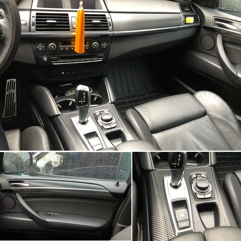 Автомобильный-Стайлинг, новинка, 3D/5D, углеродное волокно, для салона автомобиля, центральная консоль, изменение цвета, молдинг, наклейки, наклейки для BMW X5 E70/X6 E71
