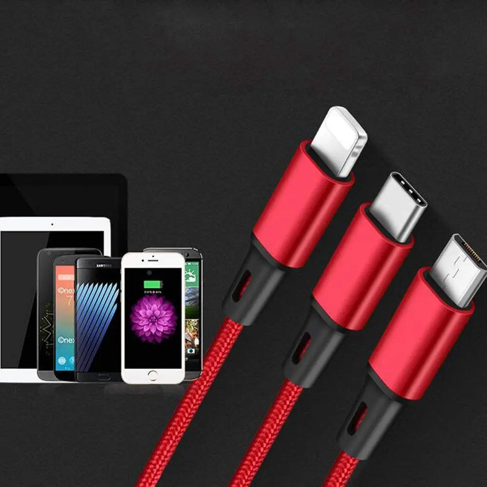 Мульти usb кабель-3 в 1 кабель для зарядного устройства нейлоновый плетеный 4 фута(1,2 м) Alluminum разъем usb зарядный шнур совместим с iPhoneX, iP
