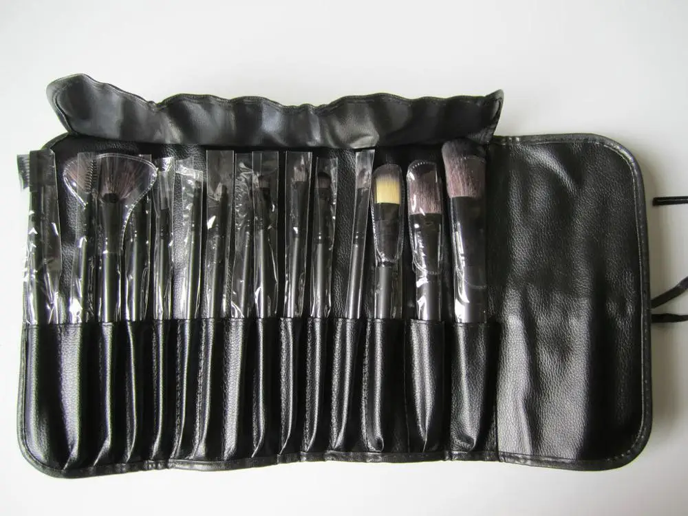 15 шт женский набор кистей для макияжа Косметические кисти для лица и теней для век женский подарочный набор pinceis promissionais - Handle Color: black