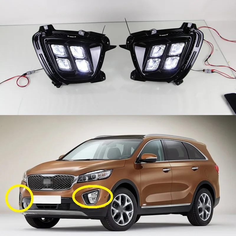 1 комплект высокое качество СИД DRL туман управляя света дневные ходовые огни лампы на новые КИА Соренто 2015 1 комплект высокое качество СИД DRL туман управляя света дневные ходовые огни лампы на новые КИА Соренто 2015