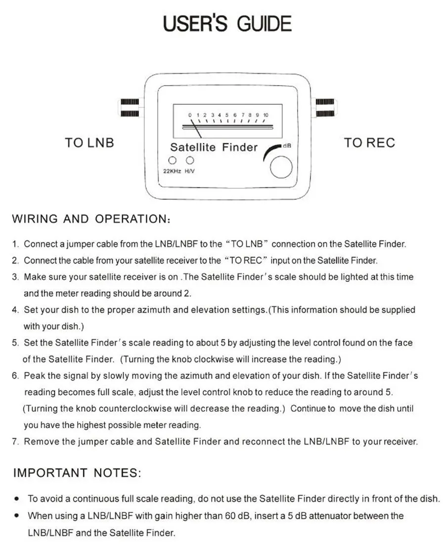 Цифровой спутниковый искатель LNB цифровой телевизионный сигнал Satfinder для поиска сигнала выравнивания рецептора