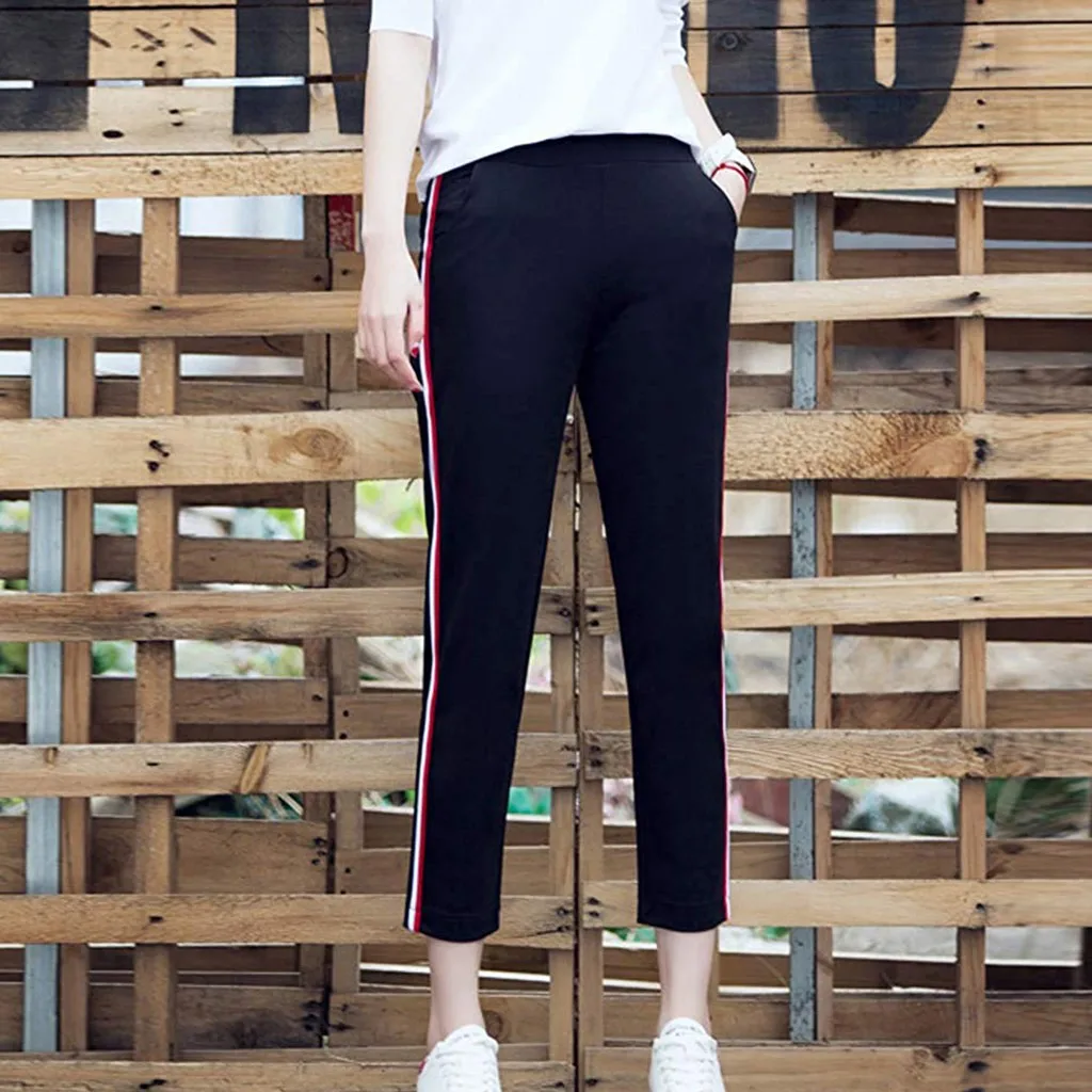

Long Leisure Pants Women Bottoms Autumn Spring Female Clothes Line Pants Sports And Leisure Sweatpants Line Pants 5.4