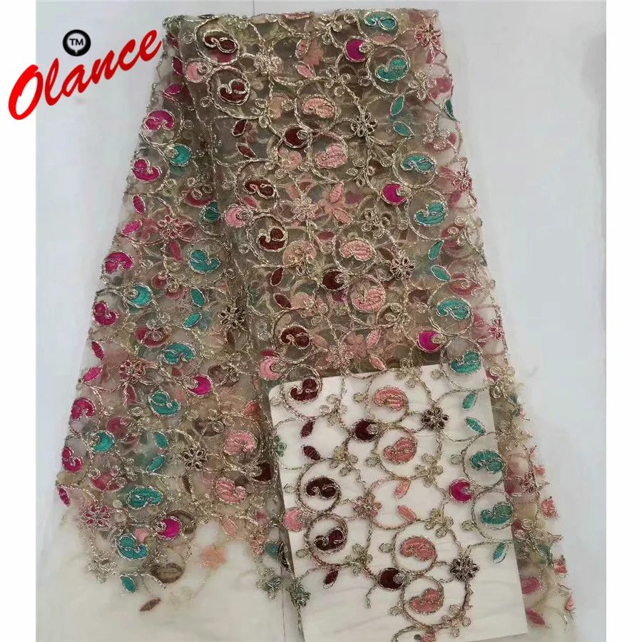 

Hot sale Beautiful Golden threads vines and colourful flowers pattern ADP2 Free Shipping Cheap Price Dress Tulle Lace Fabric