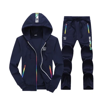 

2020 Sporting Suit Mens Hoodie Zipper Cardigan Pants Suits Male Tracksuit Two Piece Set Brand Men Clothing Sets Plus Size M-4XL