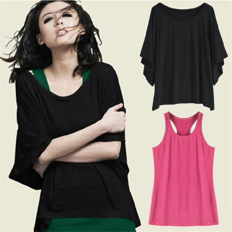 

Plus size 6XL clothing summer L XL 2XL 3XL 4XL 5XL 6XL casual 100% cotton cloth two piece t-shirt female short-sleeve tops tee