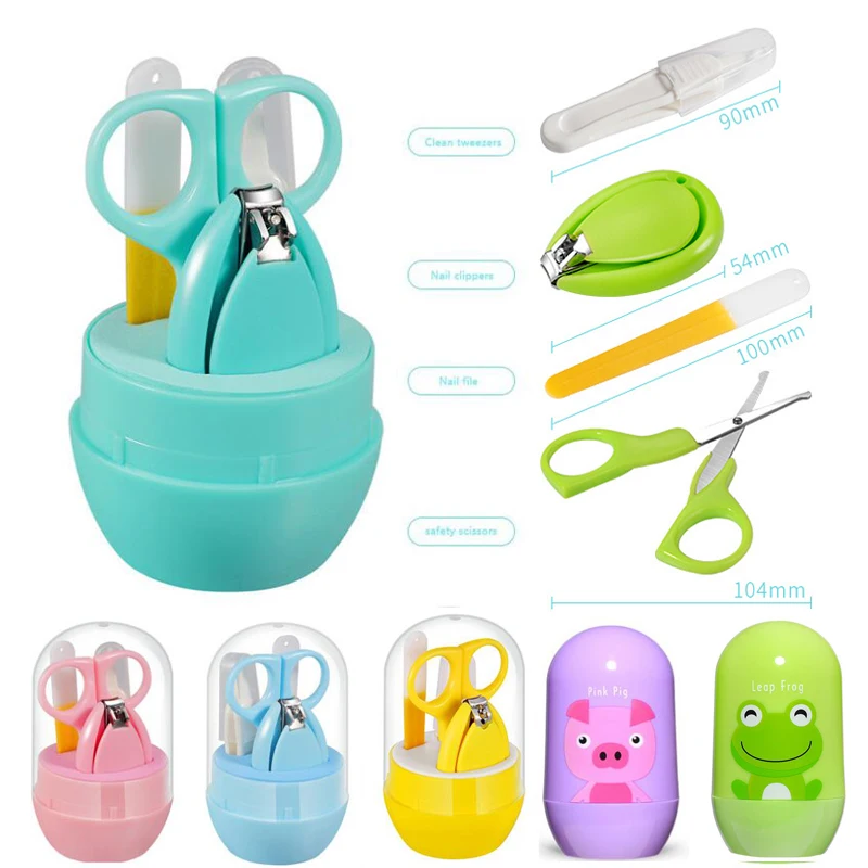

4pcs/lot Portable Bucket Baby Safety Care Fingernai Scissors 4 in 1 Nail Care Set Kids Barrel Nail Clipper Set Nails Suit Tools