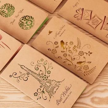 

Free ship!1lot=24pc!Hollow kraft paper card / delicate birthday Holiday Greeting Cards /with paper envelope / Valentine cards