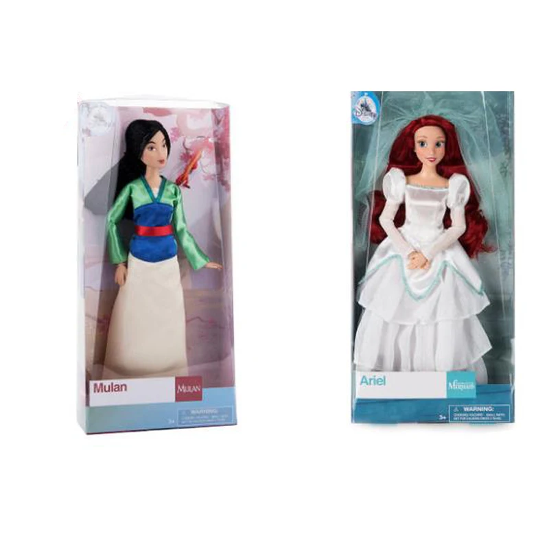 

Original DISNEY Store Mulan with Mushu&The Little Mermaid - Ariel Wedding Dress Classic princess Doll Figure - 12''