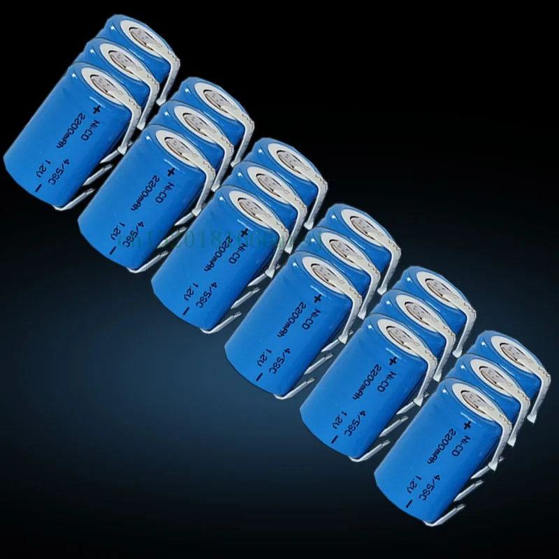 

10X Ni-Cd 4/5 SubC Sub C 1.2V 2200mAh Rechargeable Battery with Tab - Blue Color Free Shipping