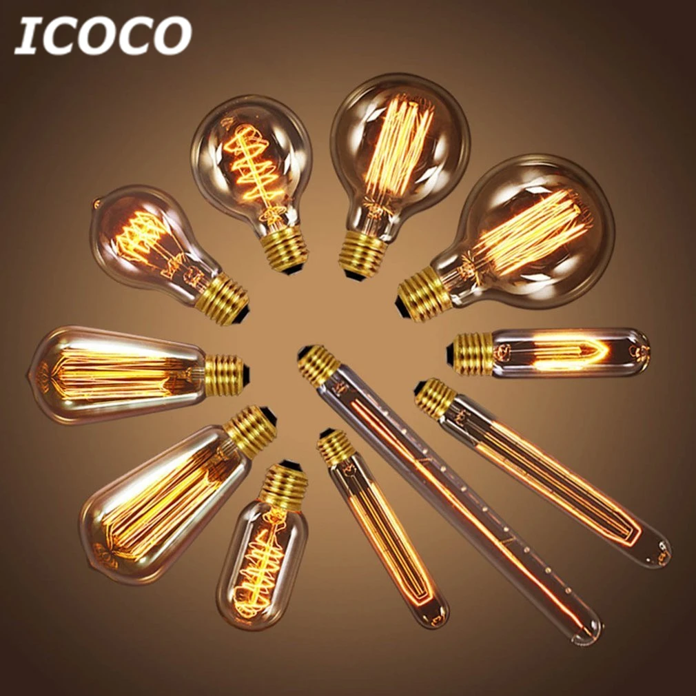 ICOCO 3 Вт 5 40 винтажная лампа Эдисона E27 E14S с вольфрамовой нитью накаливания