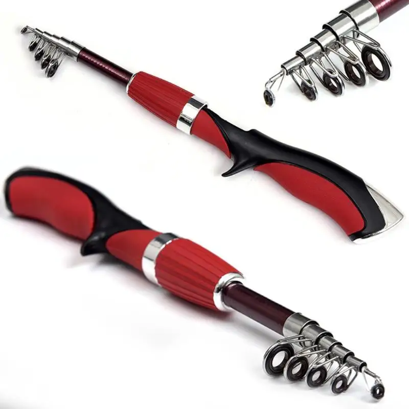 Mini Telescopic Fiberglass Baitcasting Fishing Rod+ Fishing Reel Combo Set Ice Fishing Tackle