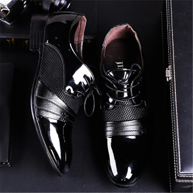 Kiderann/дышащие мужские модельные туфли с открытым носком; Туфли-оксфорды из лакированной кожи; Мужские модельные туфли в деловом стиле; танцевальная обувь