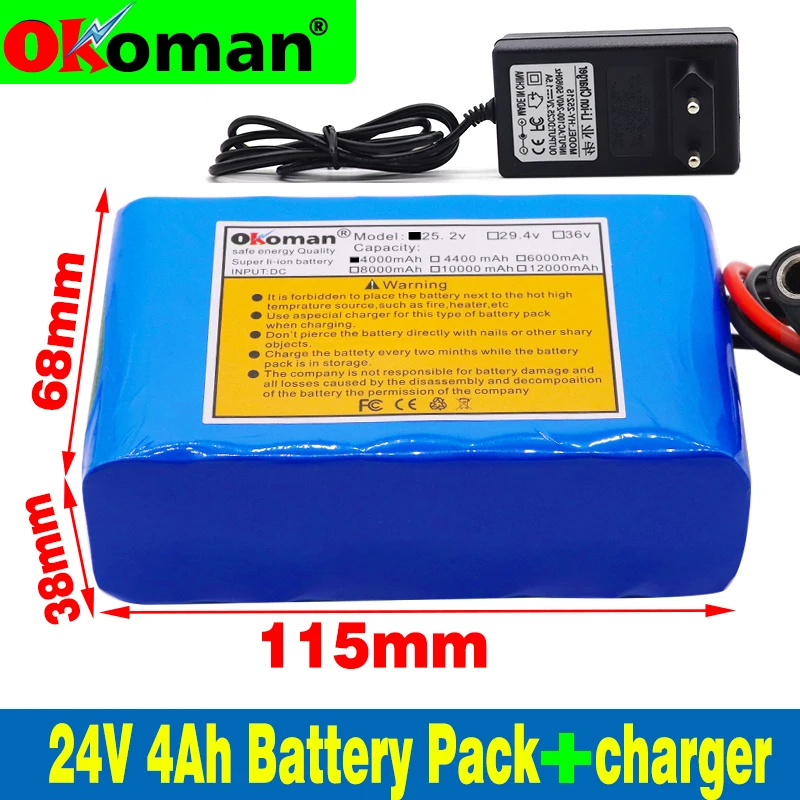 Высокое качество 24V 4Ah 18650 литий ионный аккумулятор 25 2 v 4000mAh Электрический