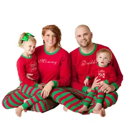 Рождественский Семейный комплект рождественских пижам для женщин и детей постарше, одежда для сна с надписями, одежда для сна, красный