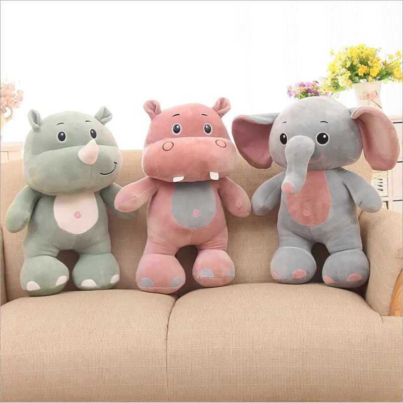 

Lovely Elephant Hippo Rhino Short Plush Toy Stuffed Animal Toys Soft Plush Doll Children Birthday Gift